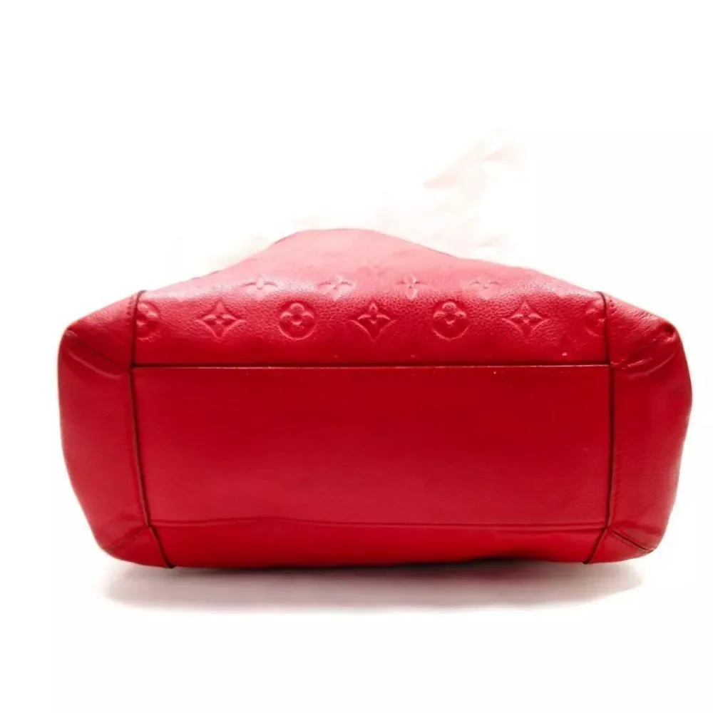 Auth Louis Vuitton Cherry Red Empreinte Monogram Leather PM Bagatelle Hobo Bag
